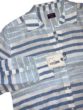 NWT women's UNTUCKit linen striped shirt blouse size 8